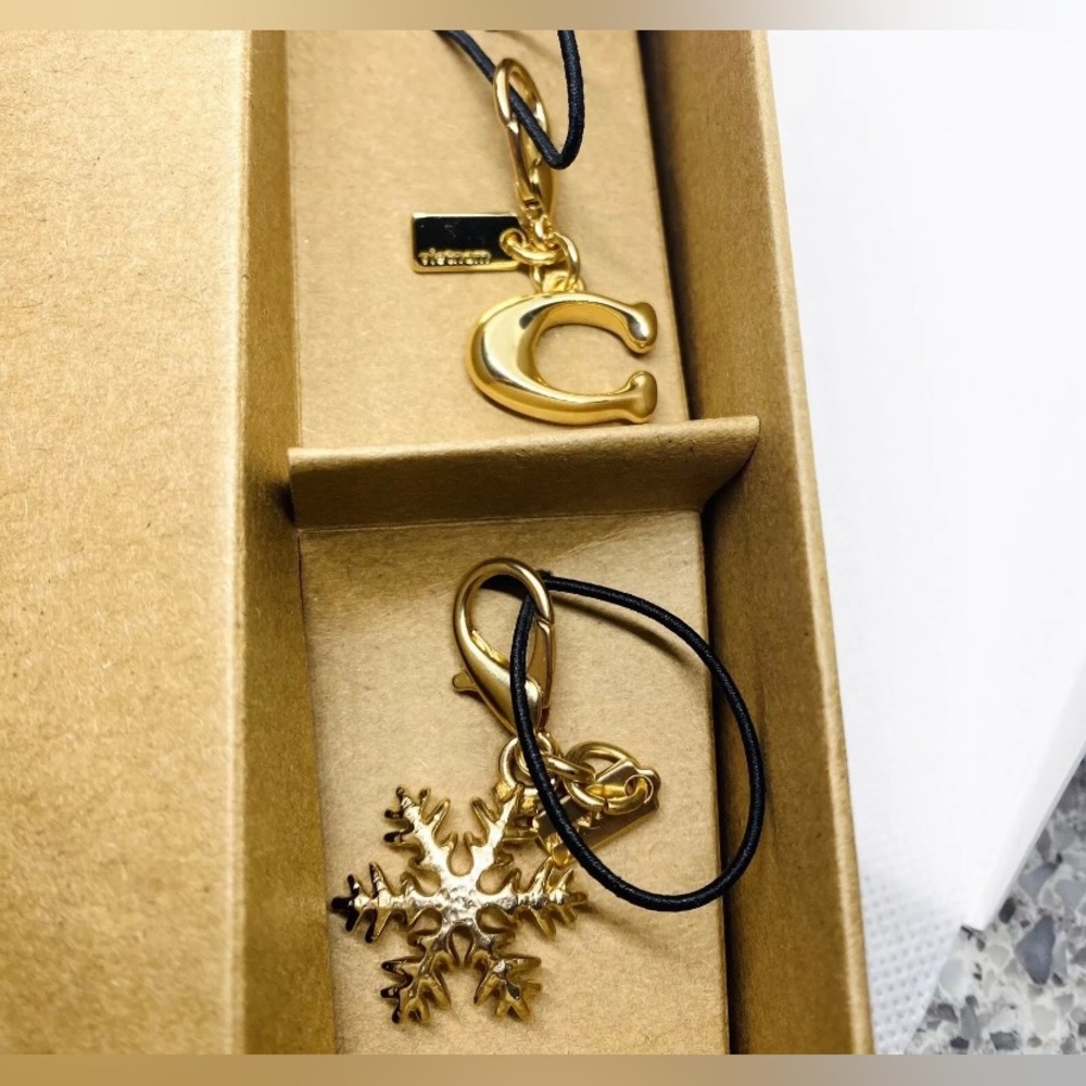 Coach Removable key chain bag charm bundle of two gold Color NEW